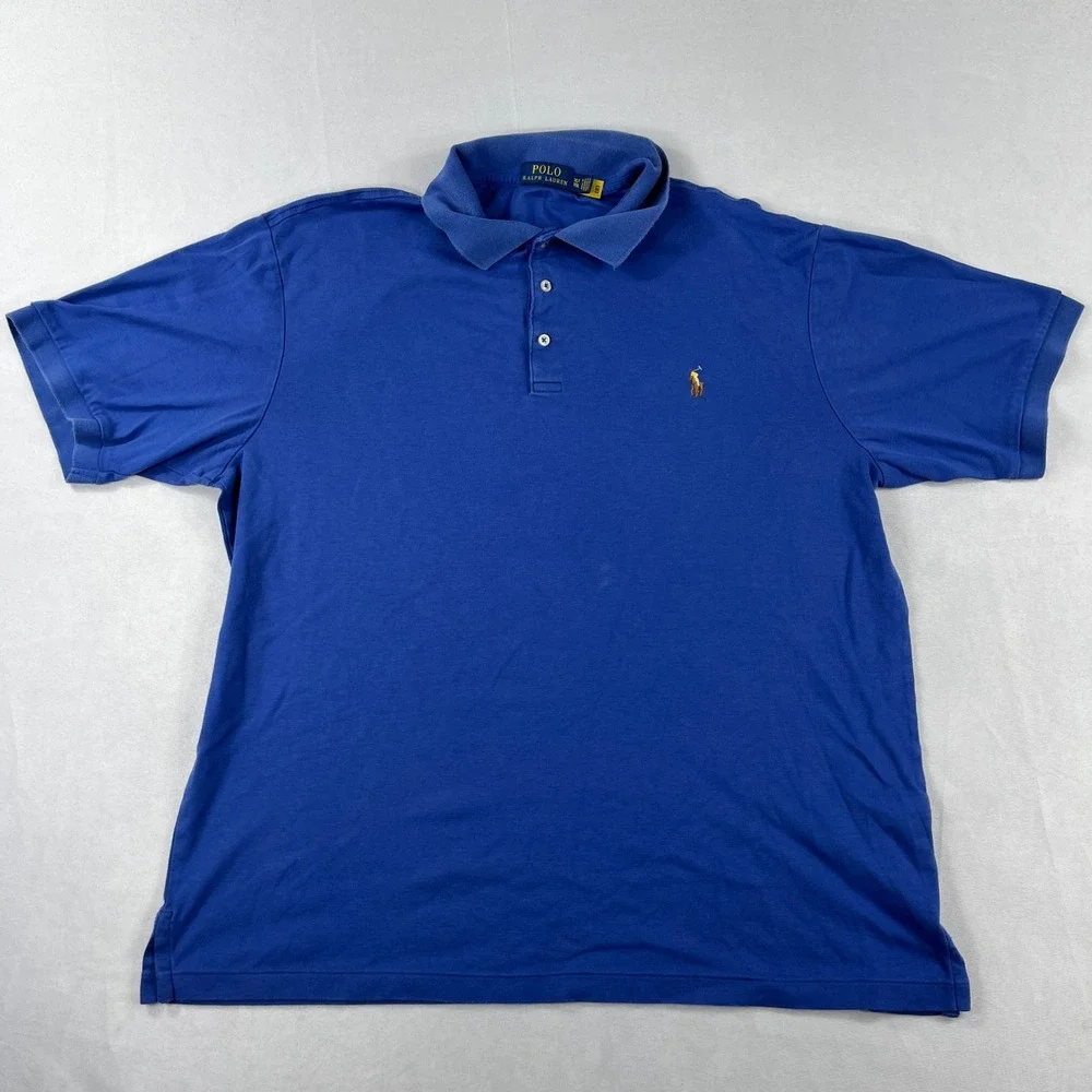 Polo Ralph Lauren Polo Shirt Blue Short Sleeve Tall Fit Mens XLT